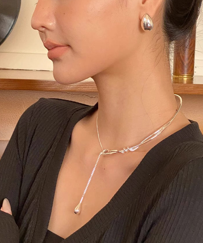 Pendant Stainless Water Steel Silk Brief Necklace Drop