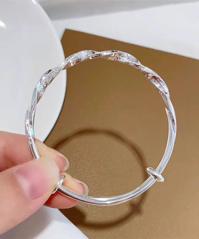 Silver Sterling Bangle Zircon Silk Brief