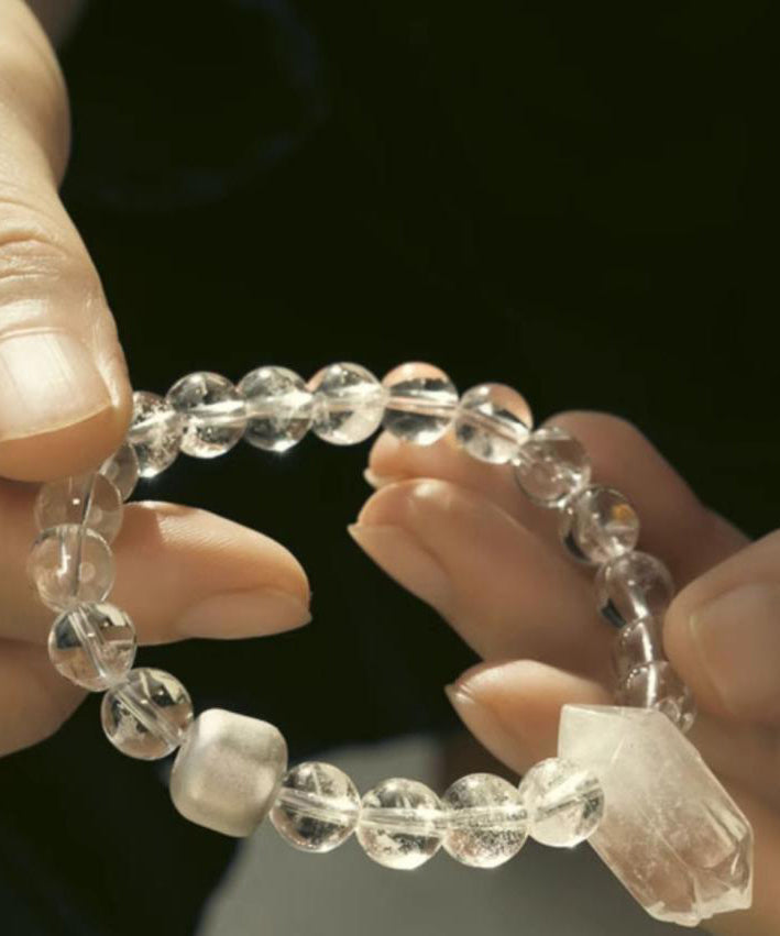 Charm Brief Bracelet Crystal Weave White Asymmetrical Stone Gem