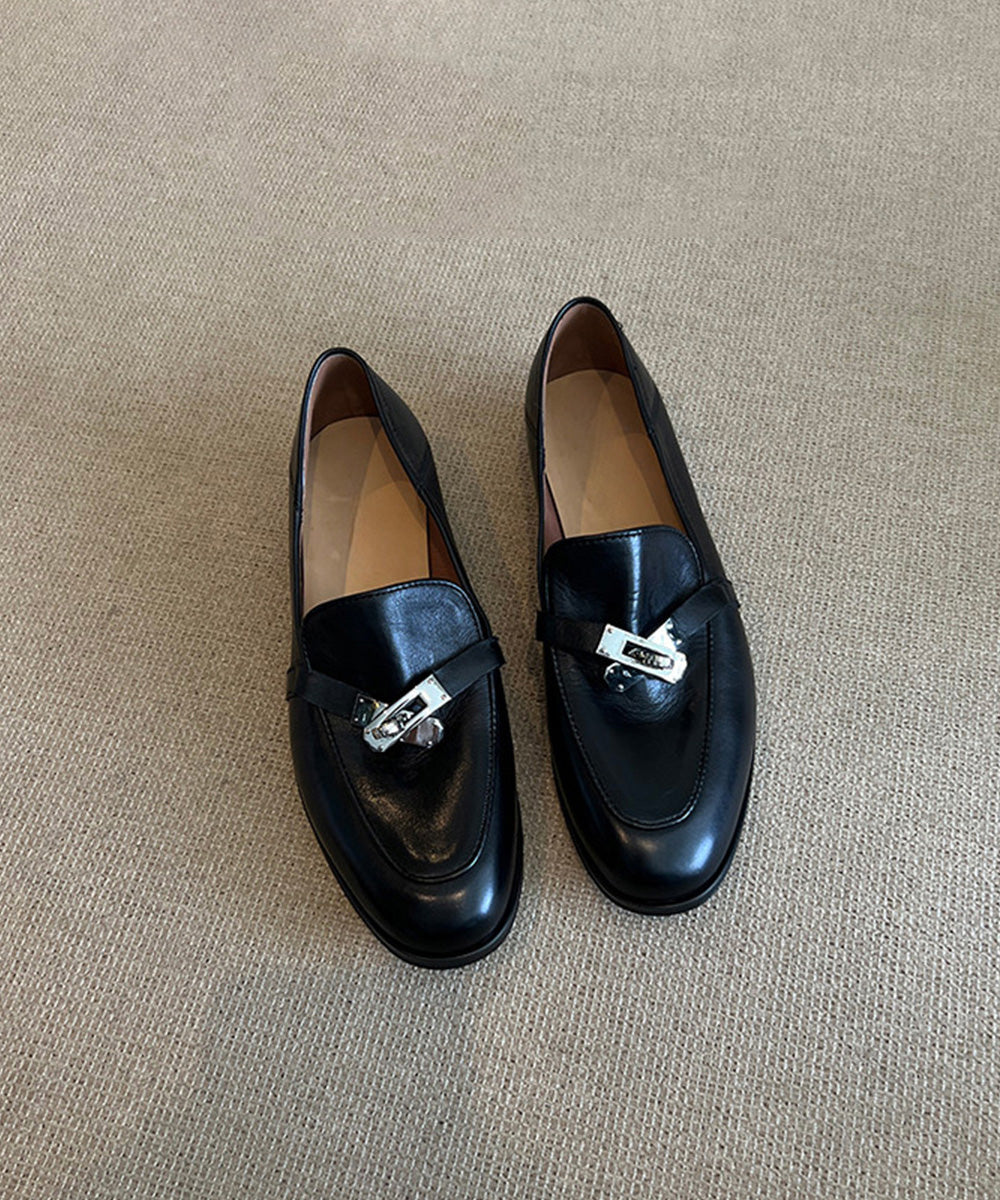 Loafers Splicing Leather Brown Cowhide For Women