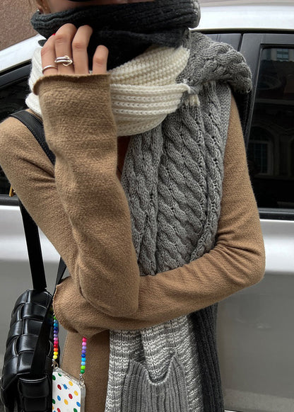 Brown Dual Use Warm Shoulder Scarf For Autumn And Winter RS051