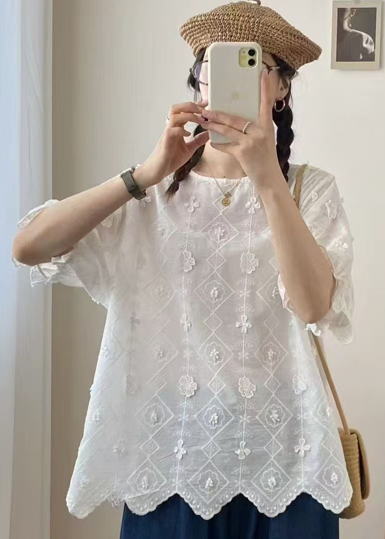 Haut décontracté en jacquard abricot surdimensionné en coton pour l'été