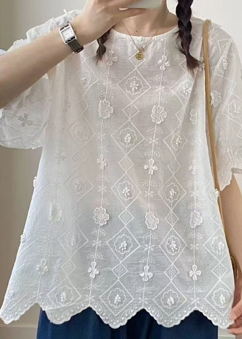 Haut décontracté en jacquard abricot surdimensionné en coton pour l'été
