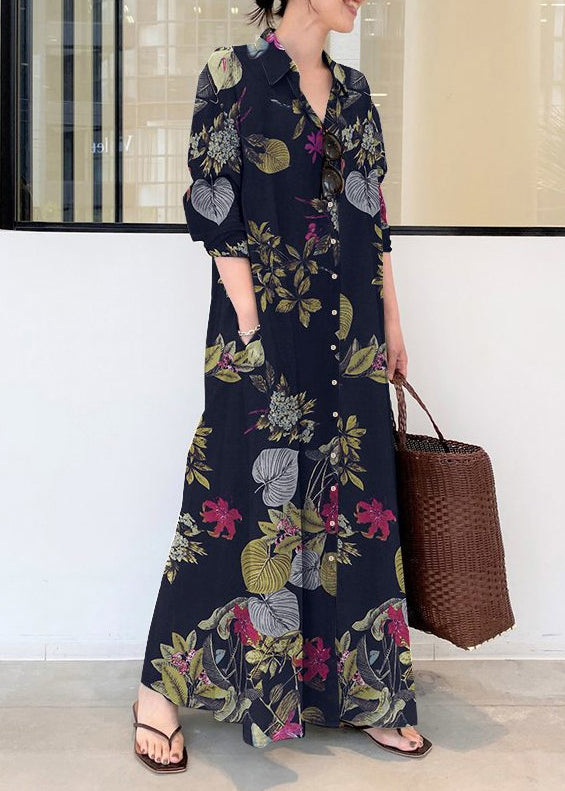 Ankle Cotton Spring Dress Casual Beige Shirt Print Oversized