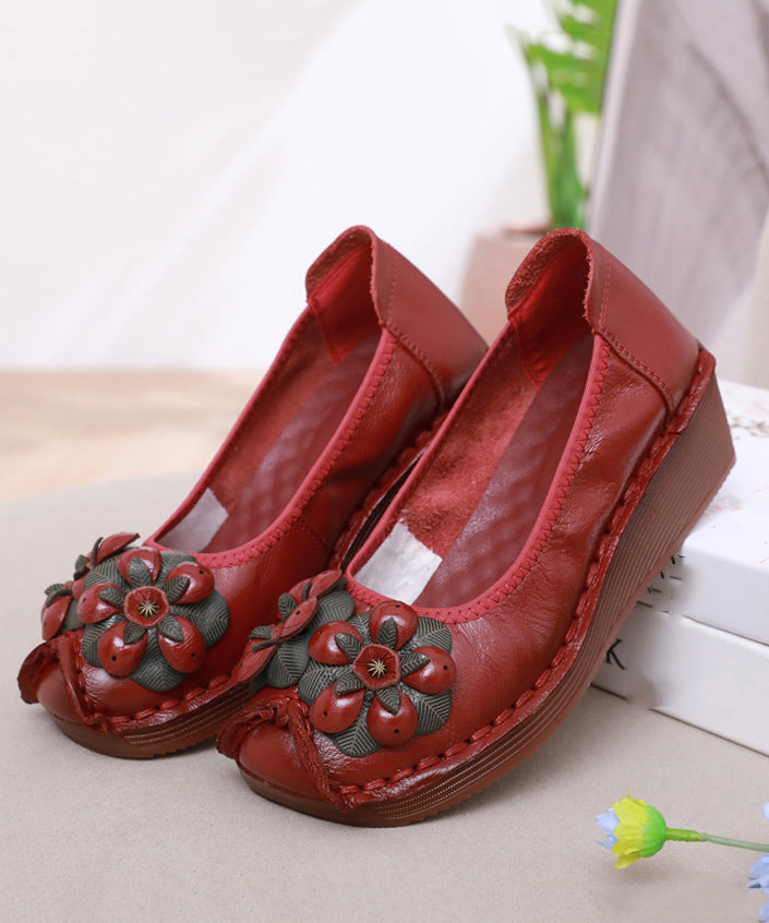 Casual Black Flower Splicing Platform High Wedge Heels Shoes DF1002