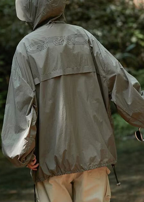 Manteau d'été décontracté à capuche et fermeture éclair UPF pour homme, imprimé, taille 50+, noir