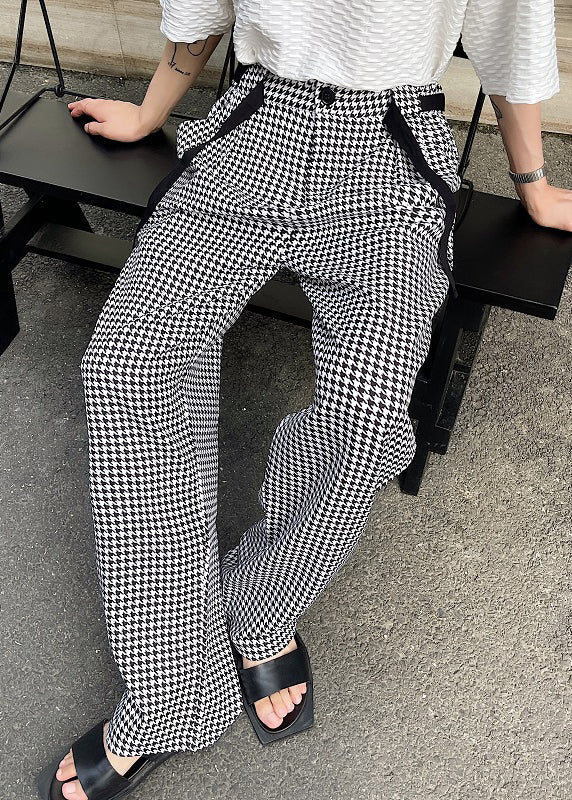 Plaid Cotton Clothing Black Oversized Casual Pants Mens