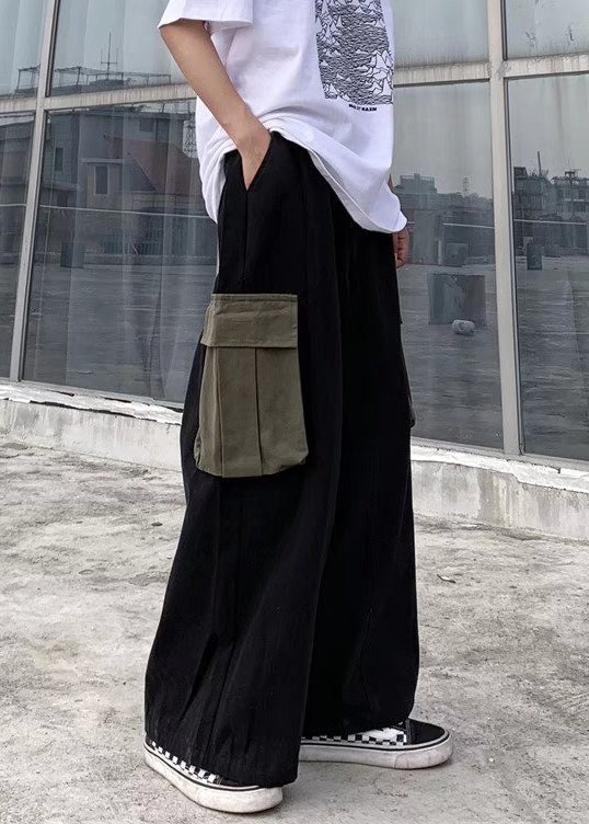 Hosen Schwarz Baumwolle Casual Sommer Patchwork Bein Männer