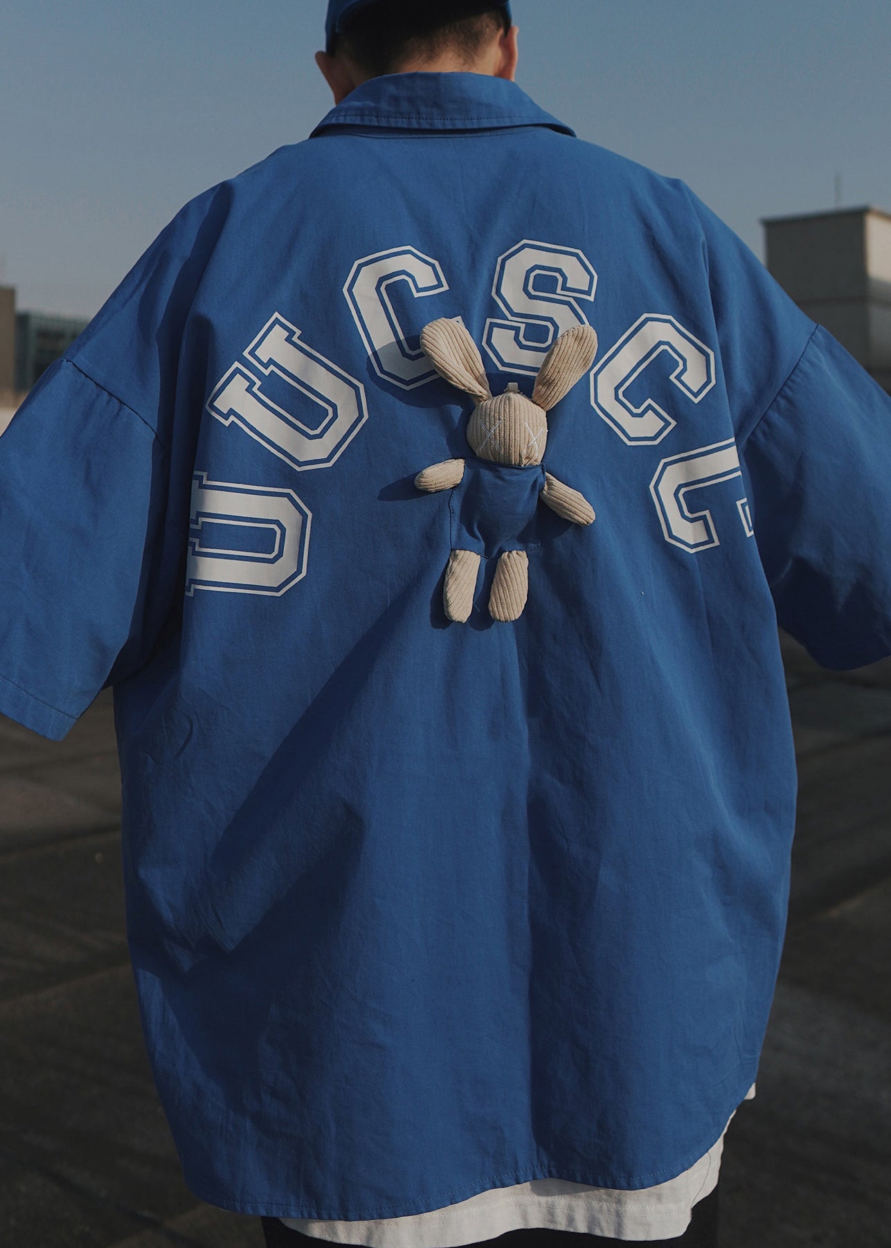 Casual Brief Übergroßen Männer Shirts T Halb Blau Baumwolle