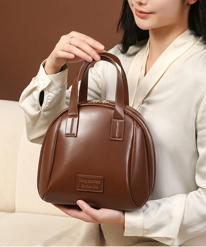Durable Tote Faux Brown Handbag Solid Casual Leather