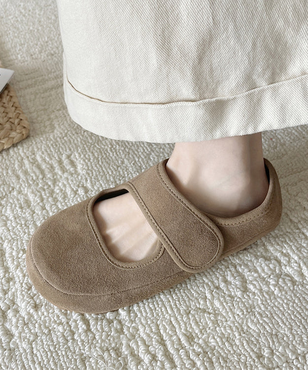 Suede Buckle Strap Shoes Flats Yellow Casual Splicing Platform