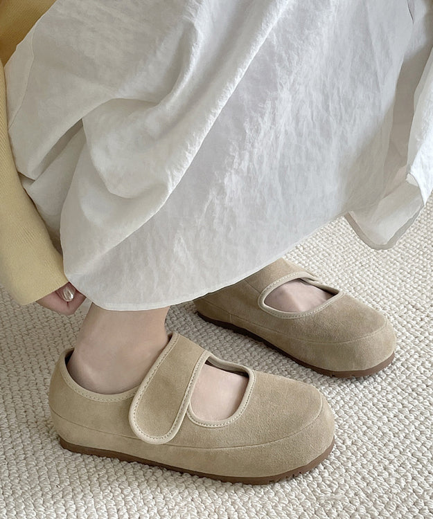Suede Buckle Strap Shoes Flats Yellow Casual Splicing Platform