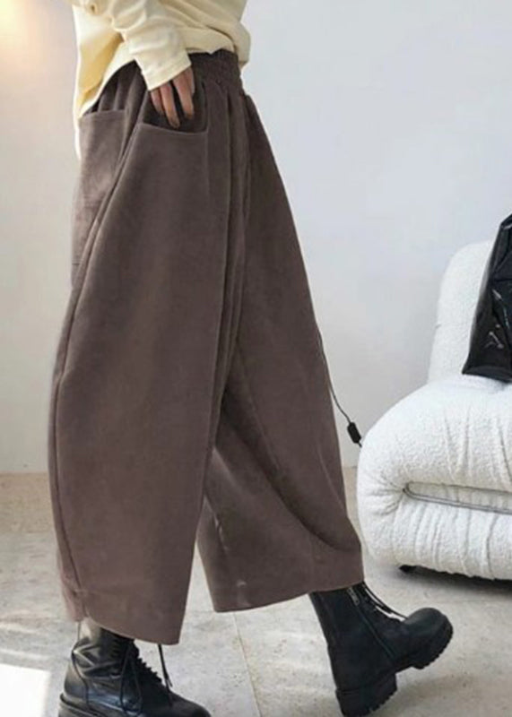 Casual Waist Elastic Pants Caramel Harem Spring Pockets