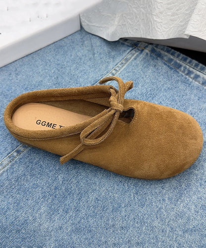 Casual Comfy Green Suede Splicing Slippers Lace Up OM005