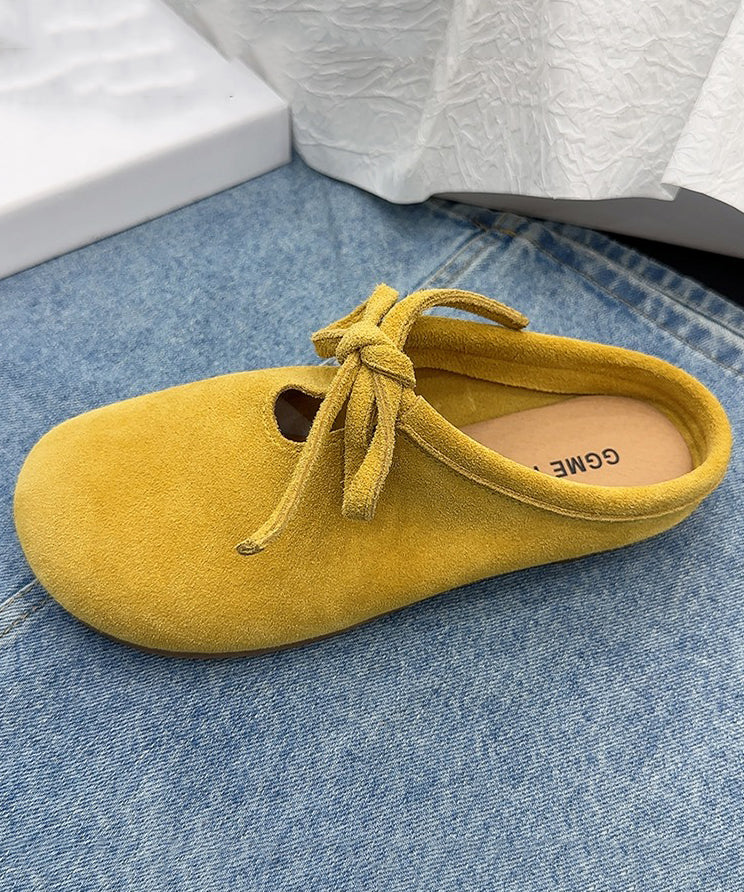 Casual Comfy Green Suede Splicing Slippers Lace Up OM005