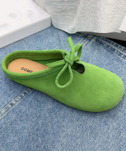 Casual Comfy Green Suede Splicing Slippers Lace Up OM005