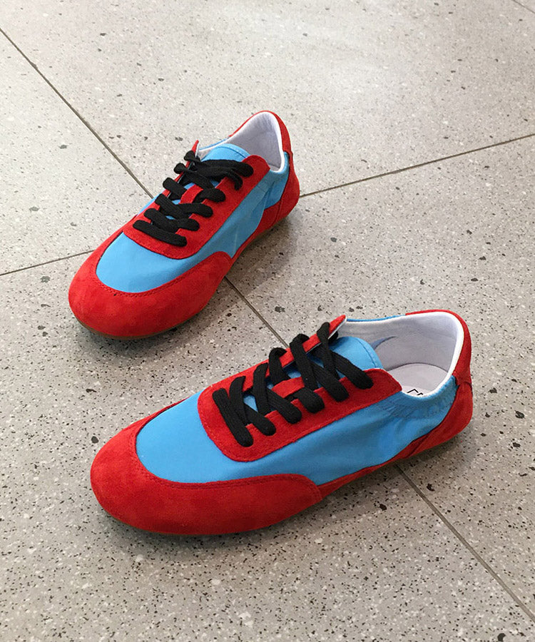 Wildleder Spleißen Rot Casual Bequeme Spitze Flache Schuhe
