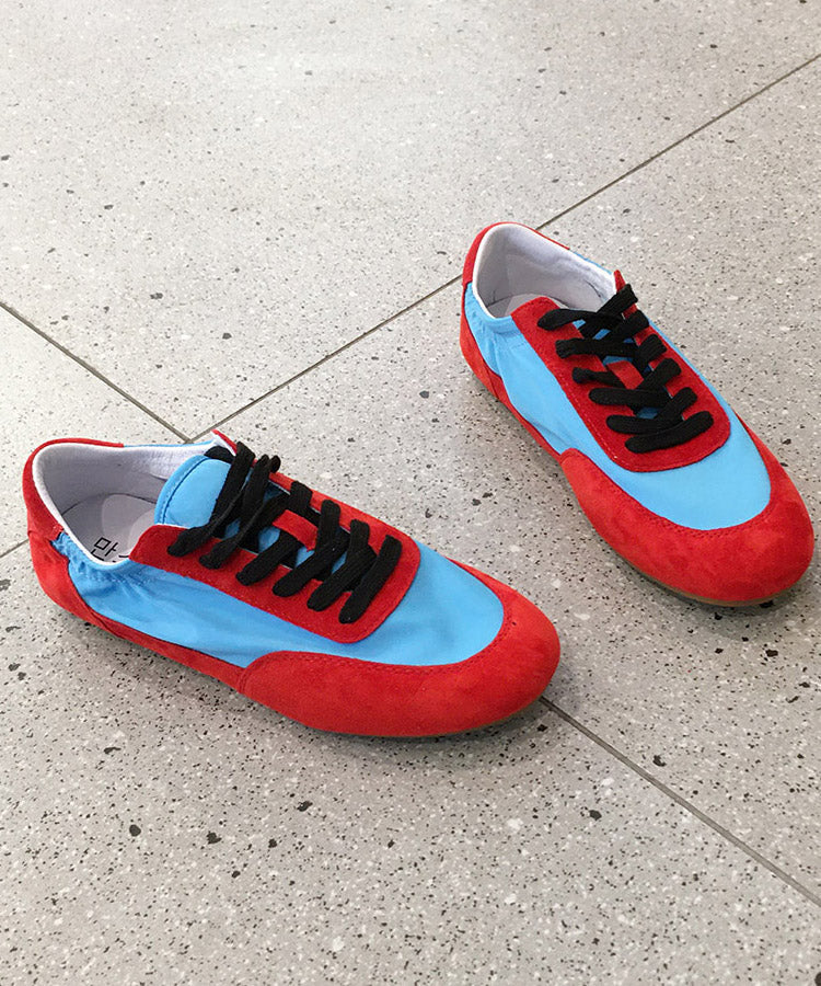 Wildleder Spleißen Rot Casual Bequeme Spitze Flache Schuhe