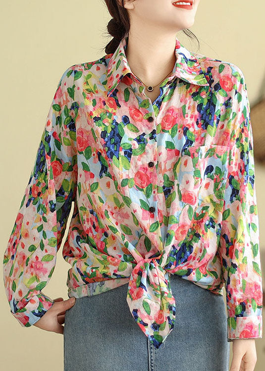 Casual Floral Peter Pan Collar Shirt Tops Long Sleeve AP001