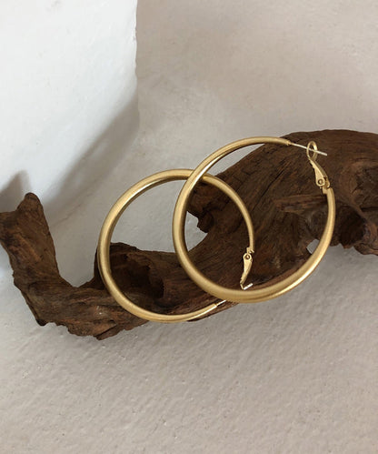 Casual Gold Copper Overgild Round Hoop Earrings QD033