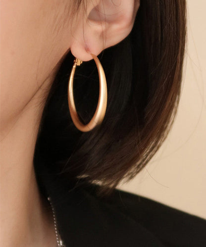 Casual Gold Copper Overgild Round Hoop Earrings QD033