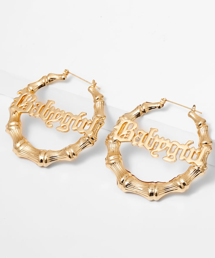 Casual Gold Metal Alloy Bamboo Joint Hoop Earrings ZZ027