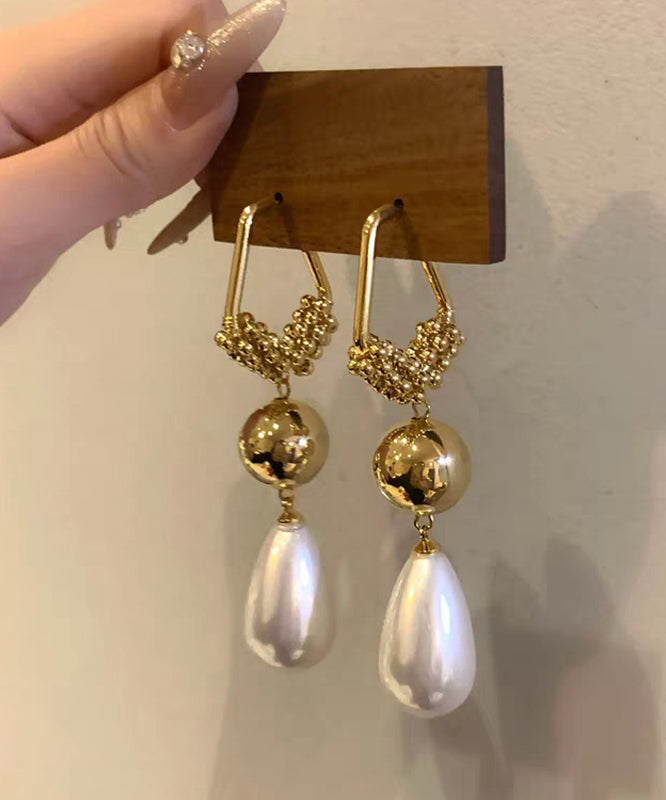 Casual Silver Drop Overgild Stergling Earrings Zircon Gold Pearl
