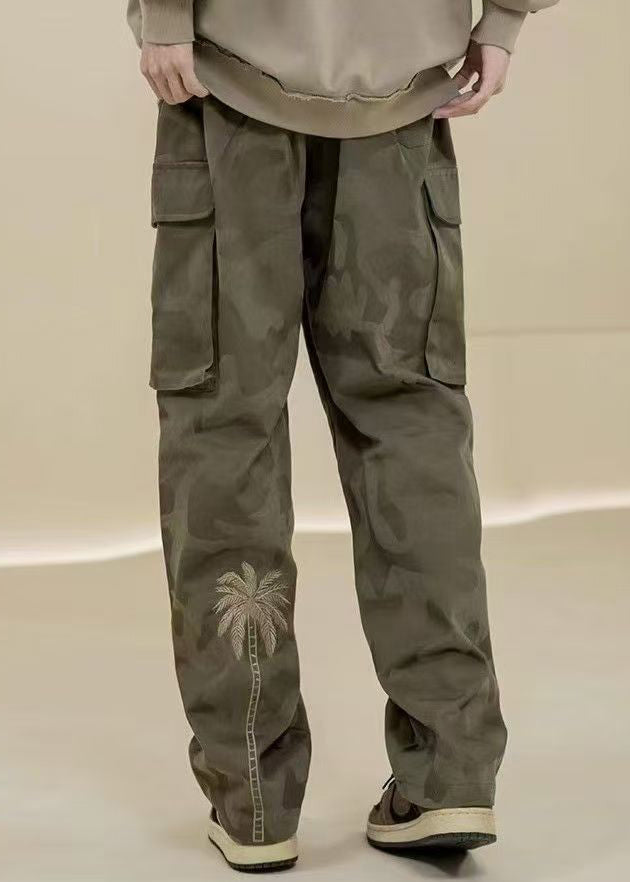 Lässige Camouflage Hose bestickt grüne Taschen Herren Baumwolle
