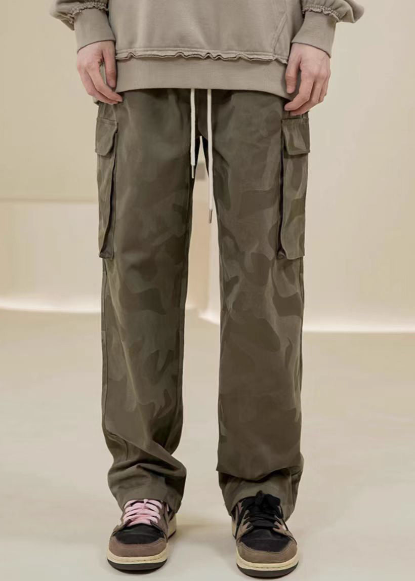 Lässige Camouflage Hose bestickt grüne Taschen Herren Baumwolle