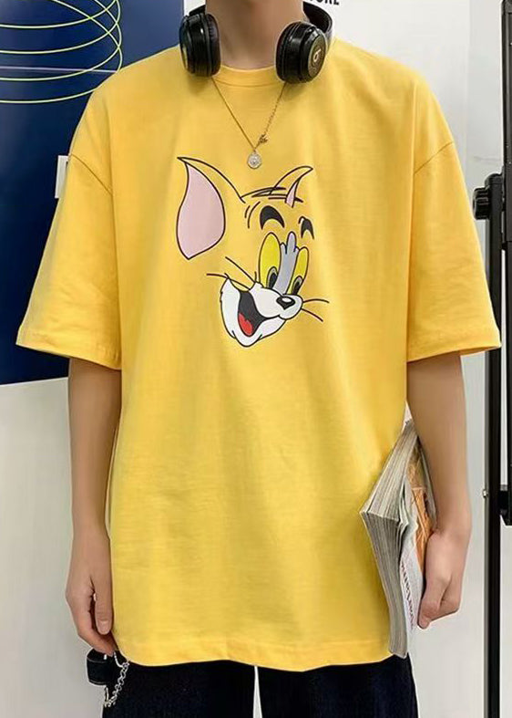 Shirt Baumwolle Sommer Katzen Grau T Casual Männer Druck