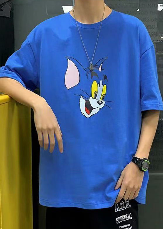 Shirt Baumwolle Sommer Katzen Grau T Casual Männer Druck