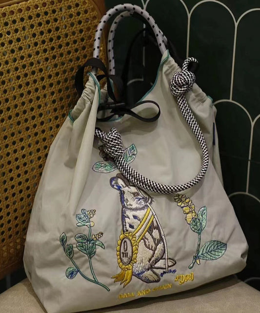 Casual Grey Embroidery Large Capacity Shopping Bag SX1003