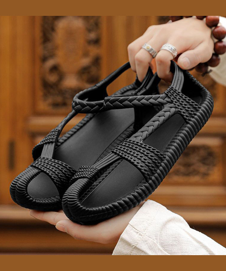 Lässige Sandalen mit ausgehöhlten Spleißmuster, Armeegrün, JJ054