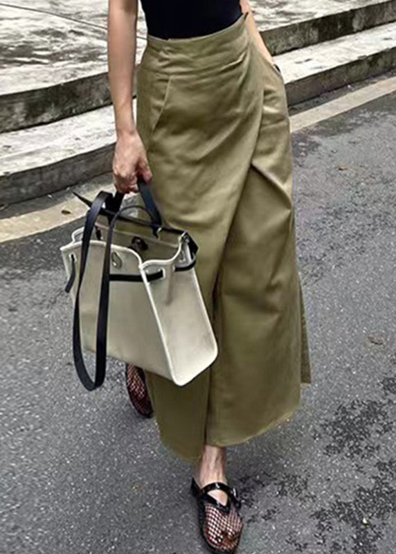 Lässiger Maxi-Patchworkrock mit hohen Khaki-Taschen und asymmetrischer Taille
