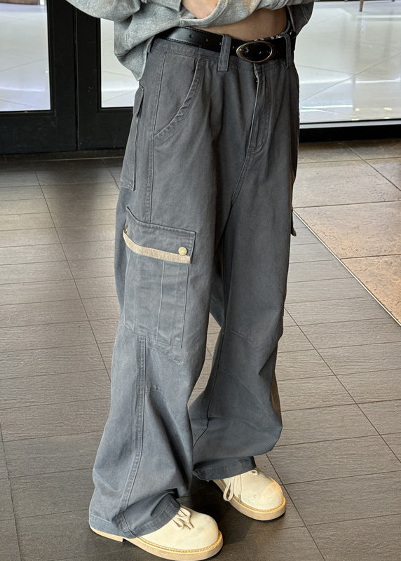 Pockets Denim Men Pants Casual High Khaki Spring Waist