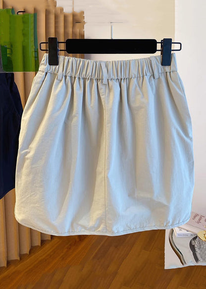 Casual Light Grey Pockets High Waist Cotton Skirts Summer QE016