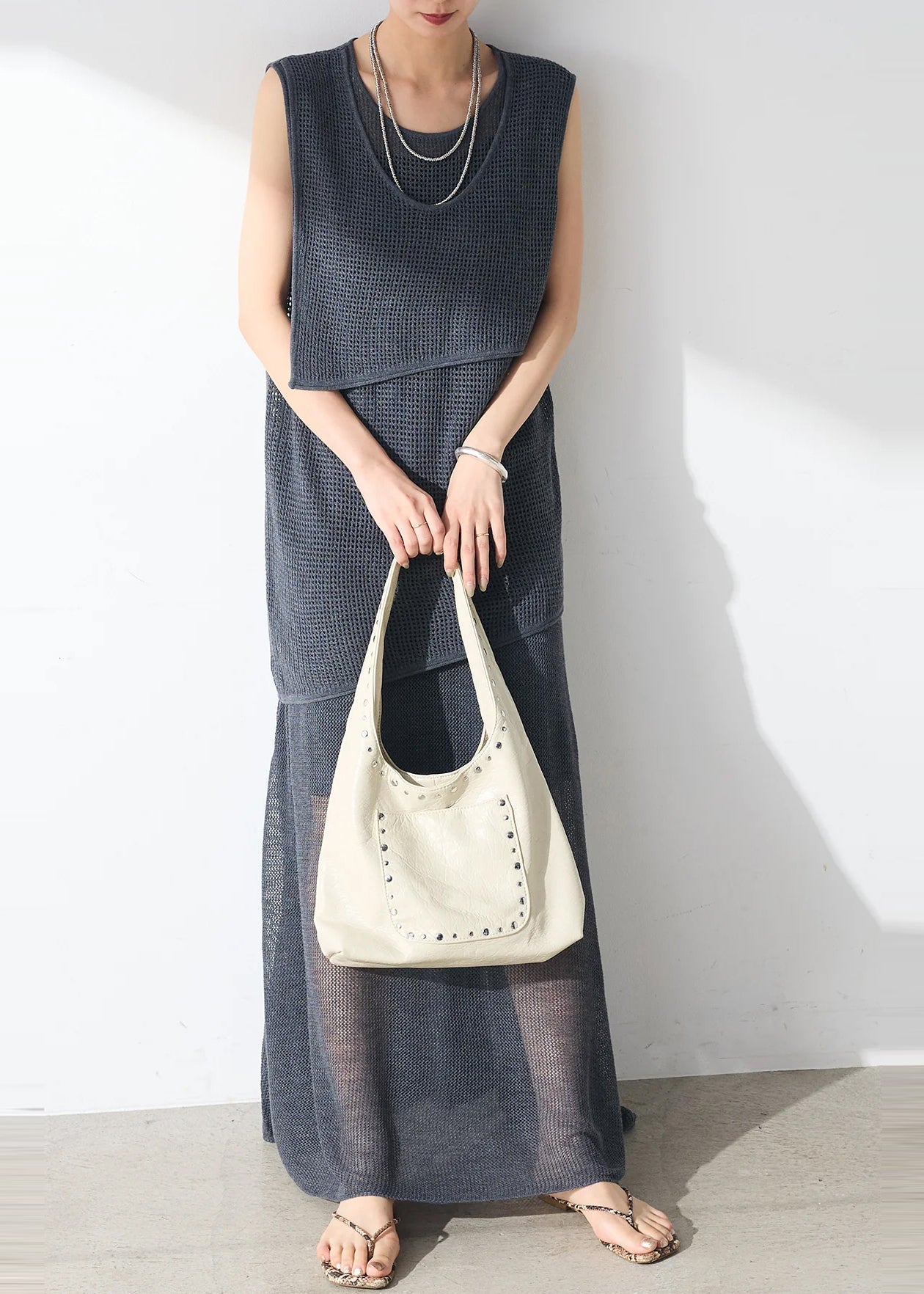 Navy Hollow Sets Out Pieces Sheer Women Sleeveless Tulle Casual 2