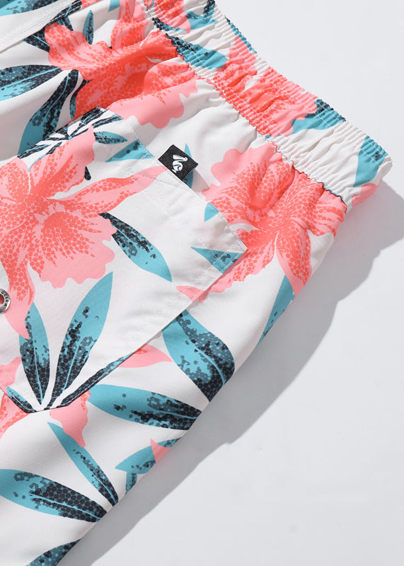 Taille Elastischer Druck Lässige Sommertaschen Baumwollshorts Herren Rosa