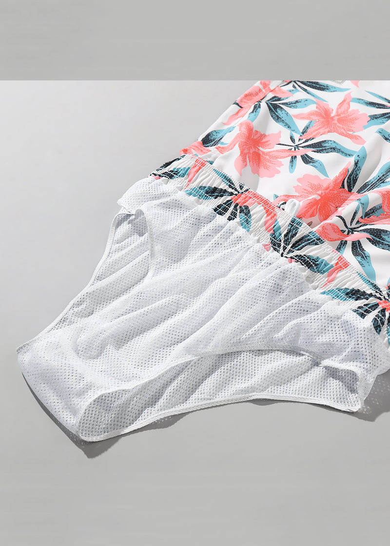 Taille Elastischer Druck Lässige Sommertaschen Baumwollshorts Herren Rosa