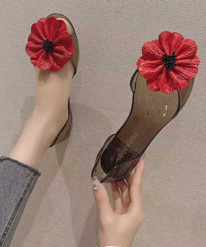 Zehenpartie Rot Splicing Floral Water Casual Peep Sandalen