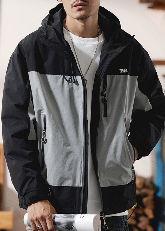 Manteau à capuche zippé en coton rouge pour homme, style décontracté