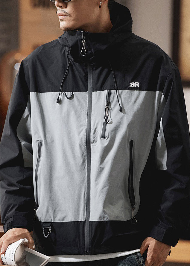 Manteau à capuche zippé en coton rouge pour homme, style décontracté