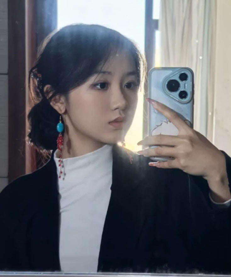 Red Sterling Casual Silver Overgild Tassel Pomegranate Turquoise