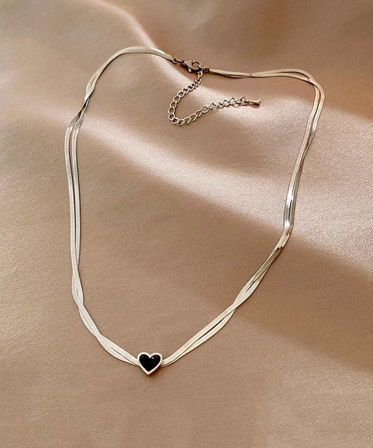 Casual Necklace Sterling Silver Silk Double-Layer Pendant