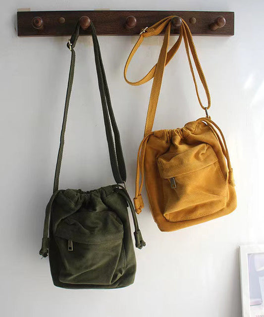 Casual Versatile Yellow Drawstring Canvas Messenger Bag SX1016
