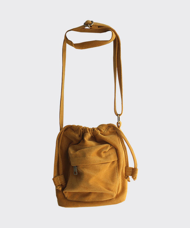 Casual Versatile Yellow Drawstring Canvas Messenger Bag SX1016