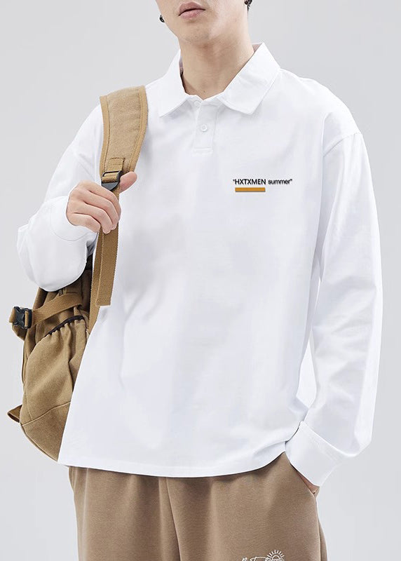 Herren Casual Weiß Print Frühling Polo Baumwolle Shirts Taste TC019