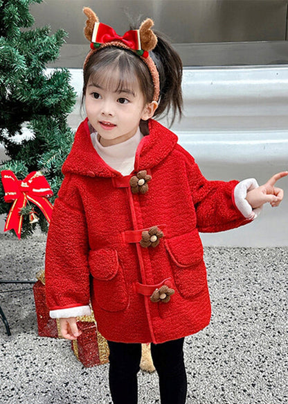 Casual Yellow Patchwork Button Faux Fur Warm Fleece Girls Hooded Coats Winter WL031