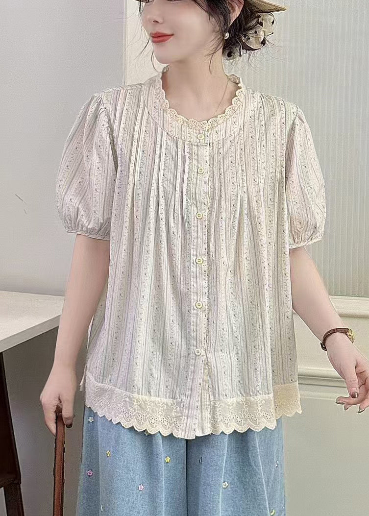 Haut oversize d'été en coton patchwork abricot chic