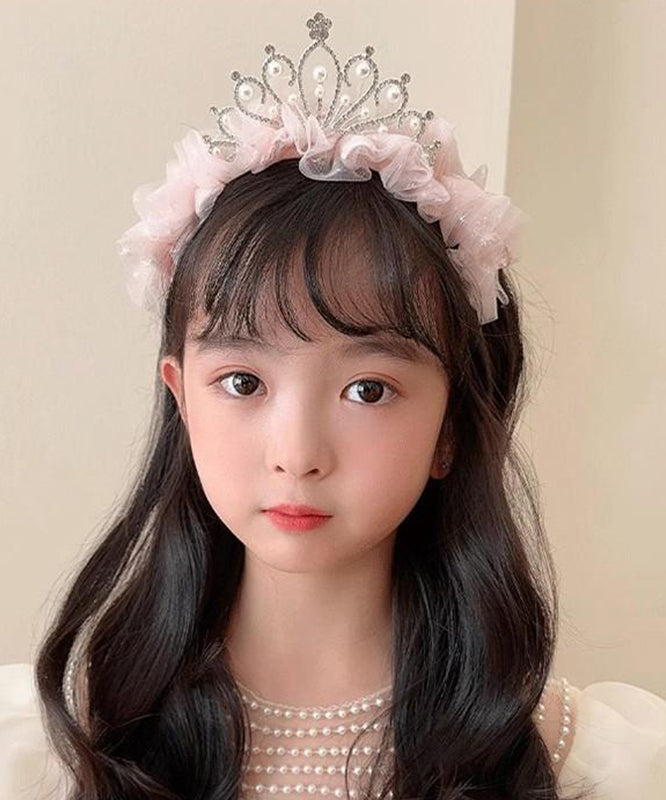 Chic Beige Tulle Zircon Pearl Kids Hairpin YG025